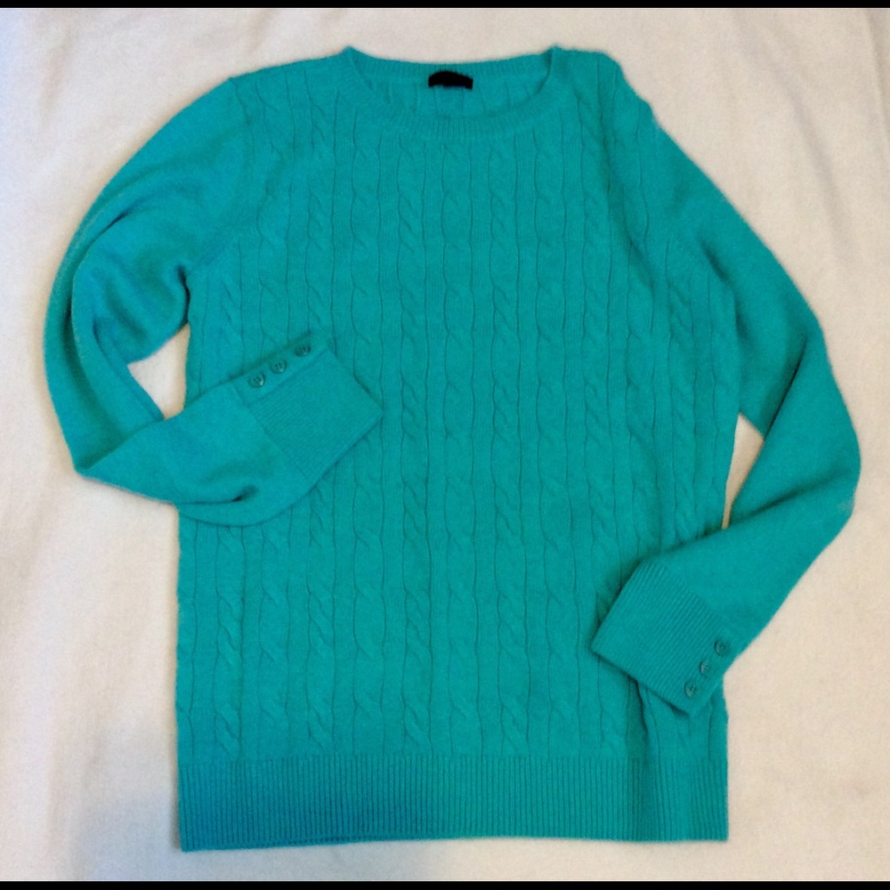 Cable knit turquoise sweater.  NWOT